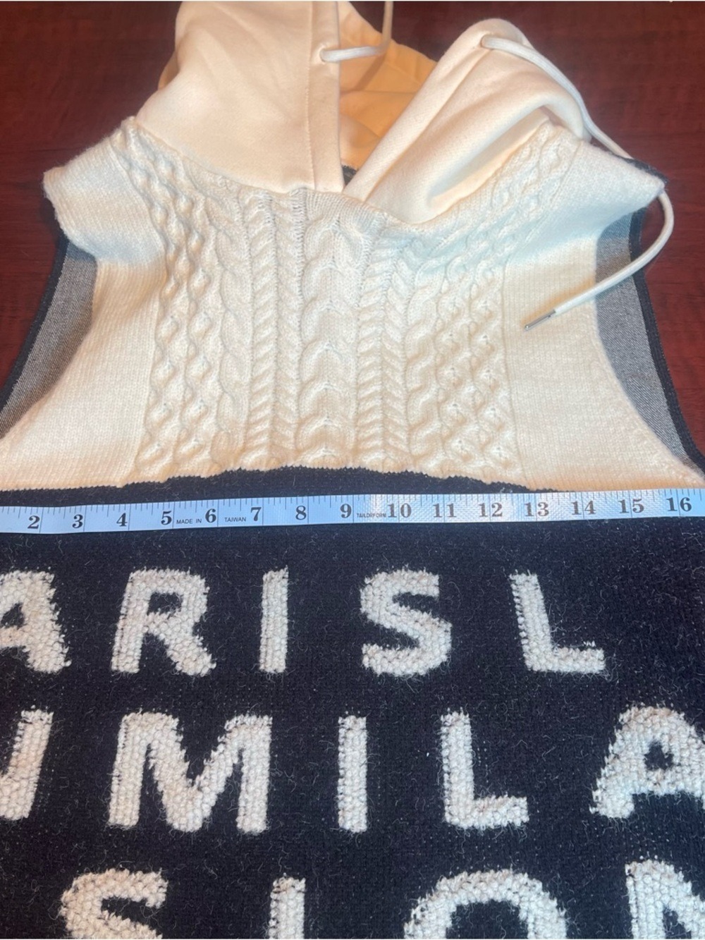 AKIRA ABC'S City Print Hoodie Mini Dress Sz XL Black White Cable Knit Streetwear - Picture 5 of 8